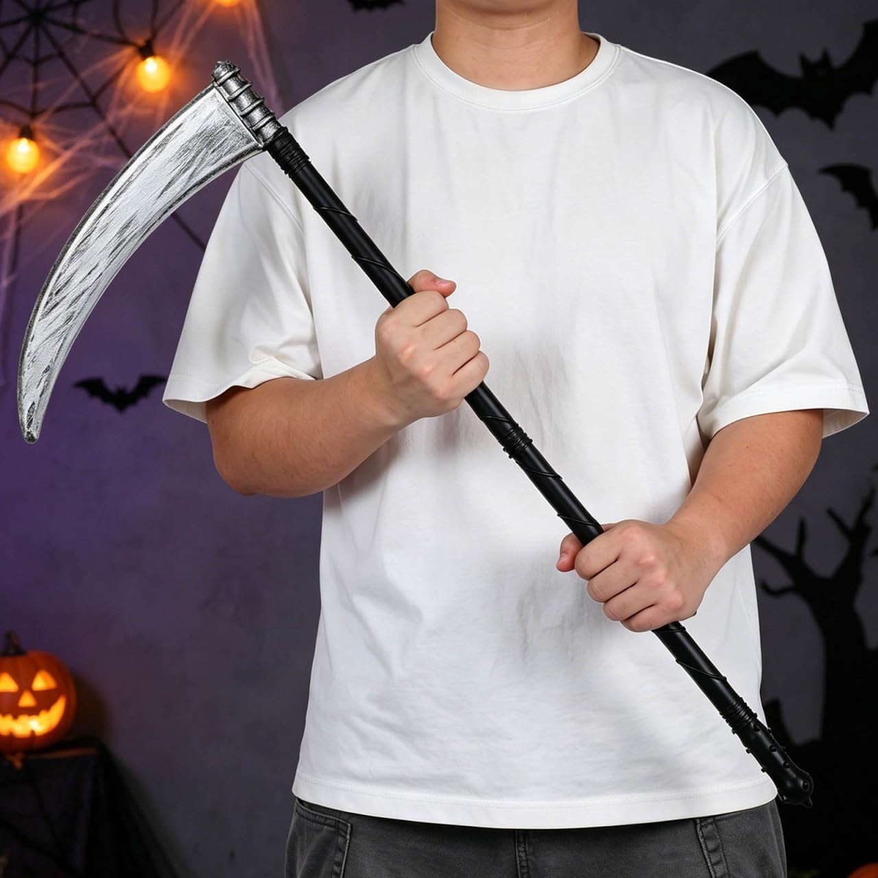 DOITOOL Grim Reaper Scythe 31.5 Inch Plastic Halloween Prop Reaper Costume