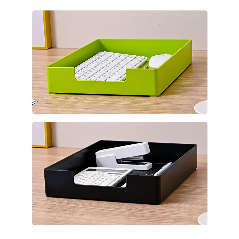 Bandeja organizadora de papel apilable para oficina y escuela, tamaño A4, con ranuras para papelería, 33 x 24,5 x 5,8 cm, 4 unidades