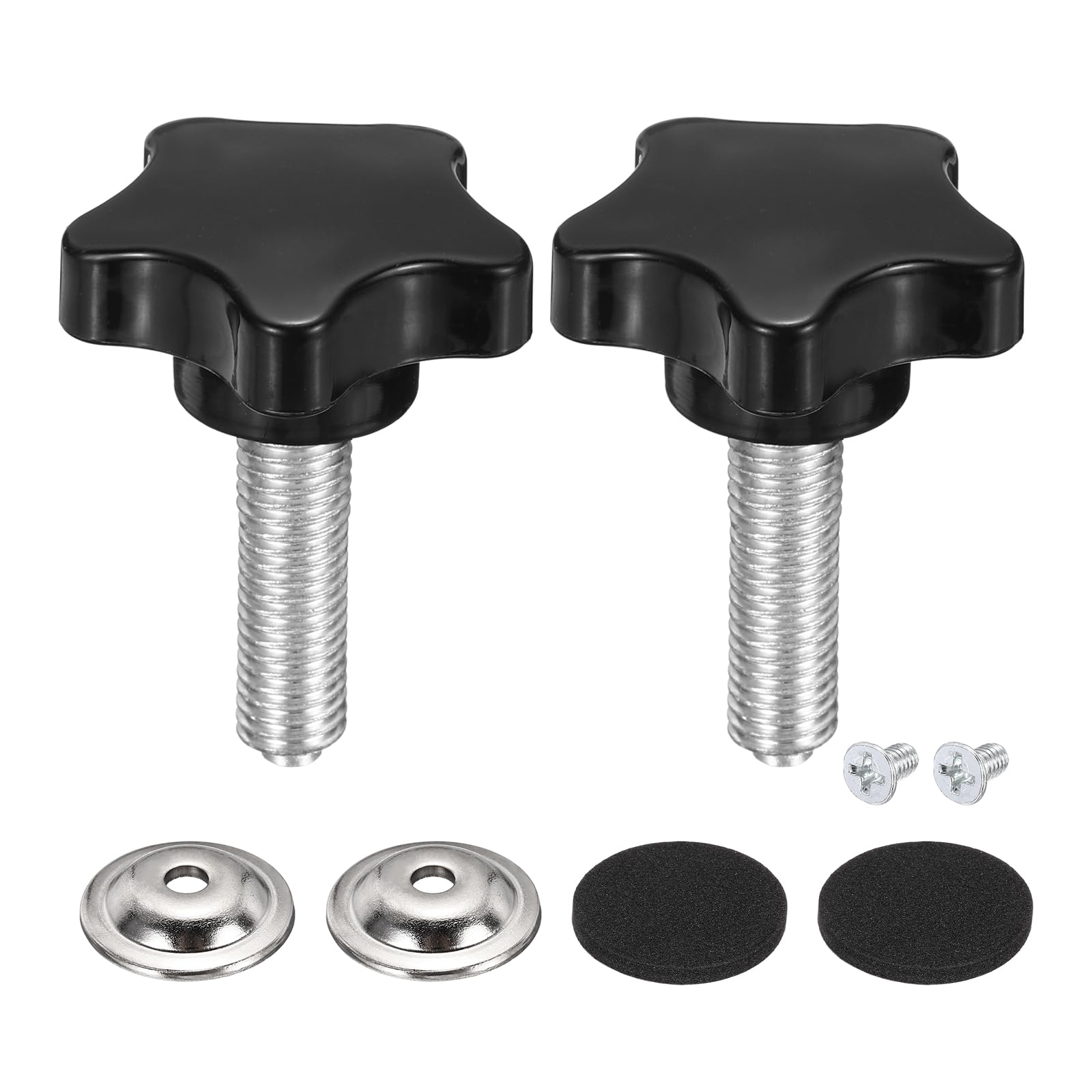 sourcing map 2Pcs Star Knobs, M10 x 35mm Plastic Knurled Thumb Screw Knobs 40mm Width Handle Replacement with Washer & Screw for Lawn Mower Umbrella Base Clamps Replacement Machinery