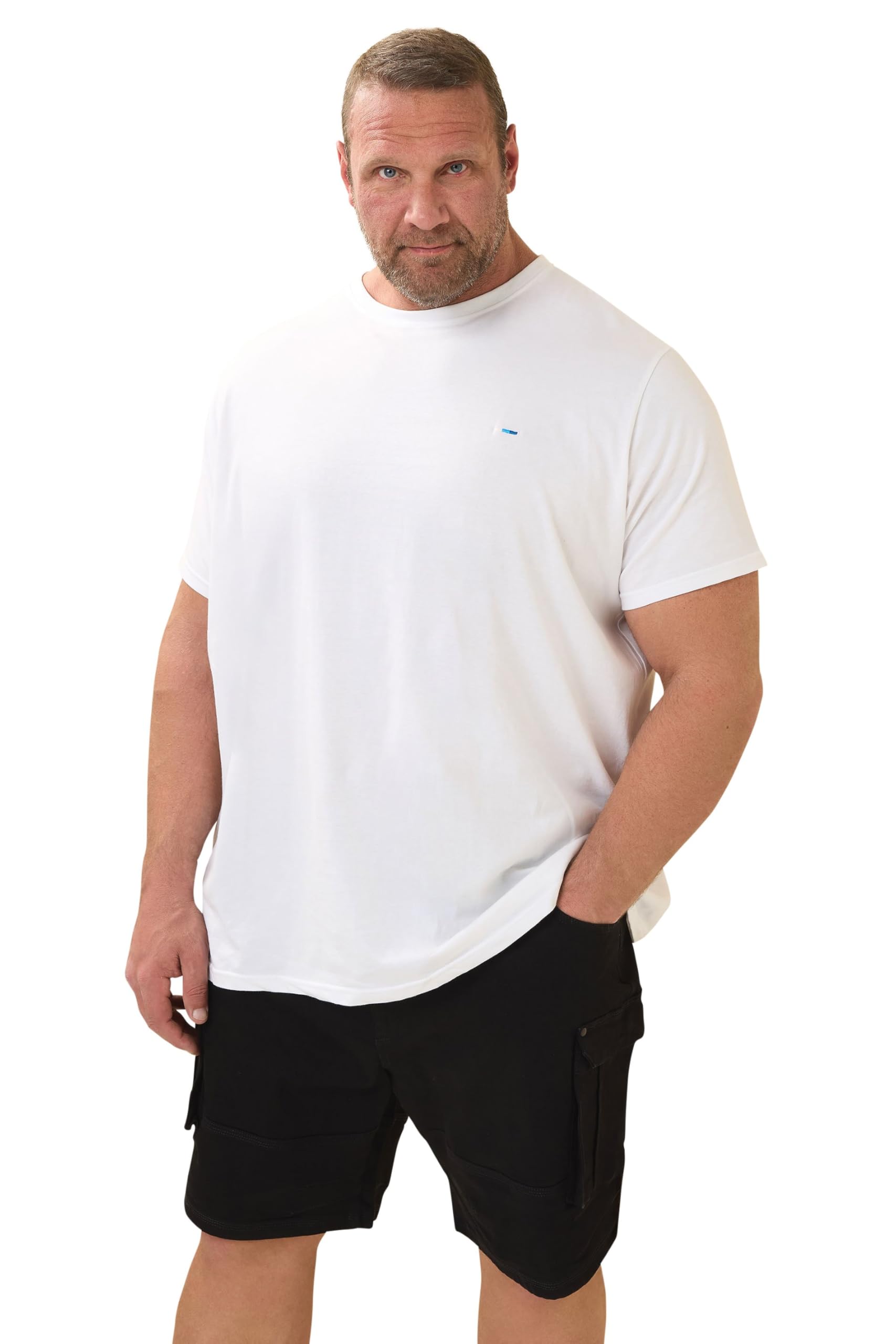 BadRhino Big & Tall Black Elasticated Cargo Denim Shorts - Men's - Plus Size Curve