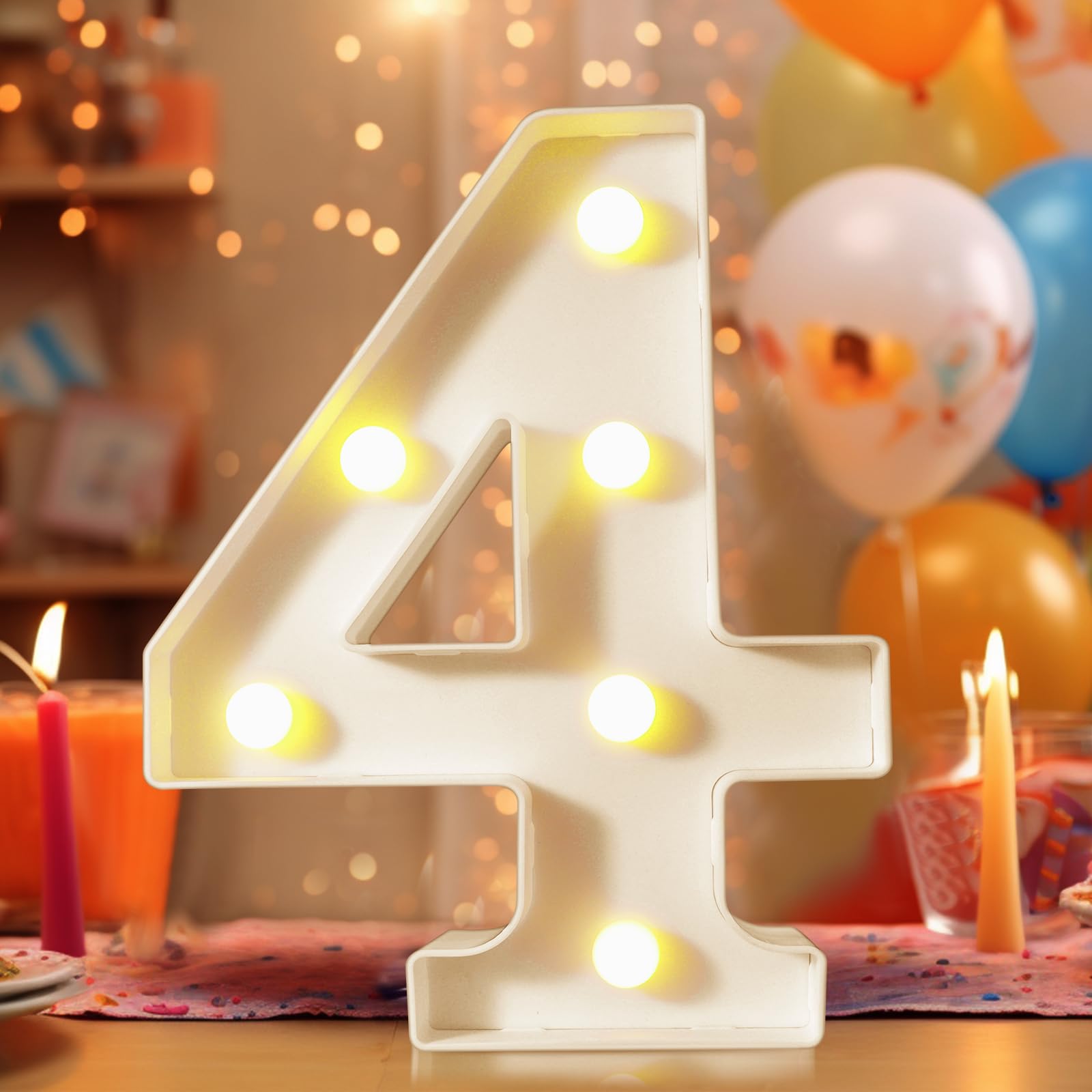 8.8" Decorative LED Light Up Numbers, Marquee Numbers Lights for 7th Birthday Decorations, Lighted Number Sign for Birthday Party Night Lights Wedding Anniversary Home Wall Decor, White Number 7 — view 97