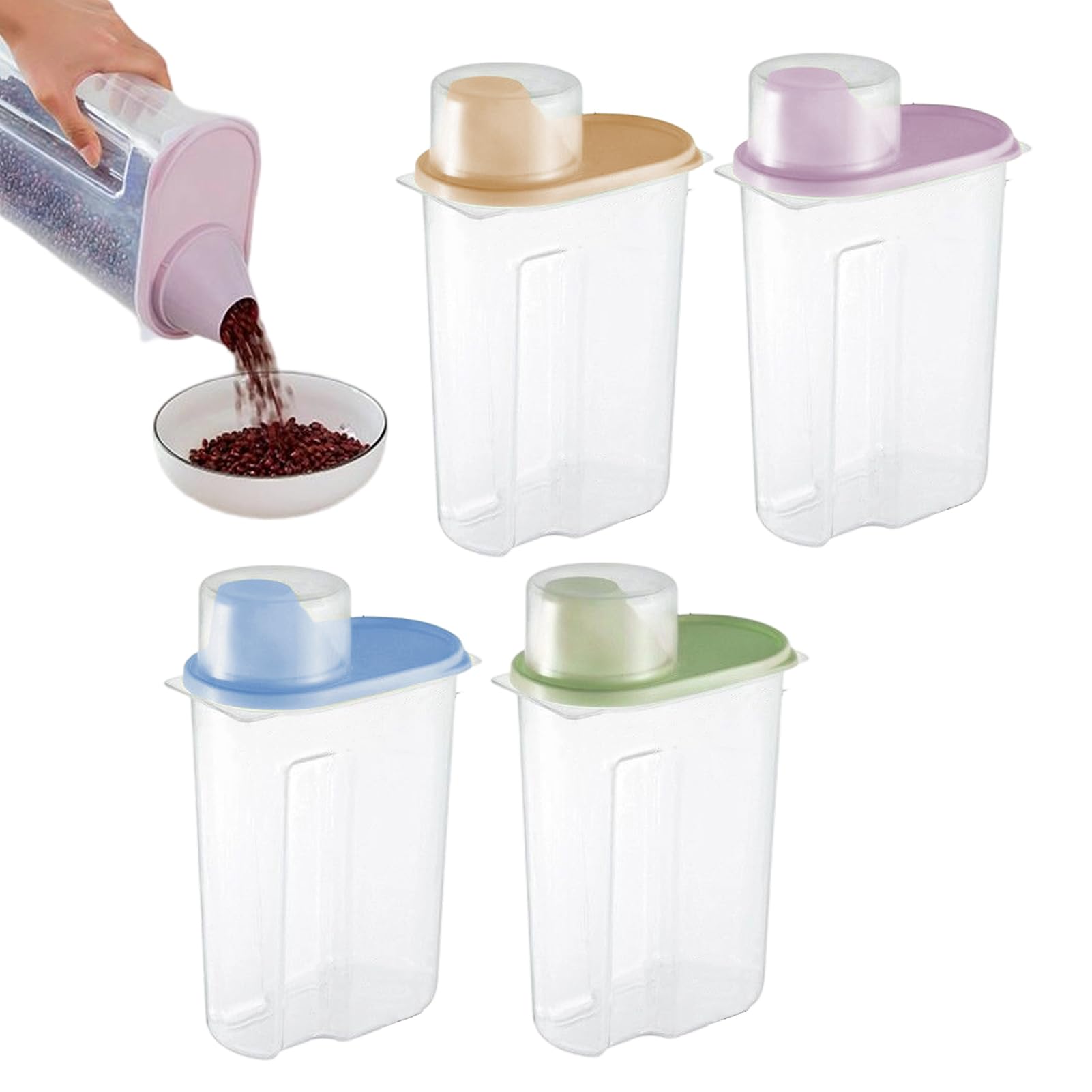 Boîtes de stockage hermétiques : lot de 4 bocaux transparents pour le riz et les céréales