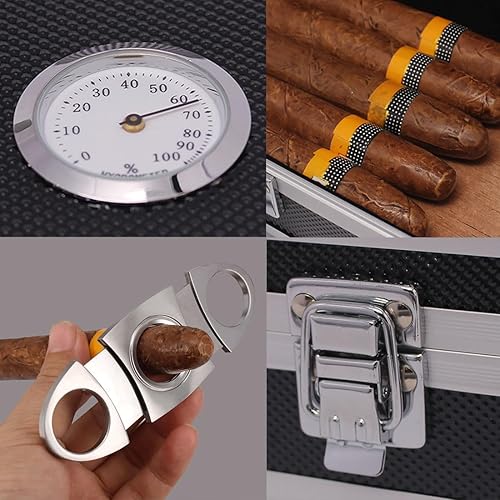 Miniatura 5 de AMANCY Elegante juego de accesorios para cigarros, caja de cigarros de viaje varonil duradera, humidor de cigarros portátil duro, capacidad para 5