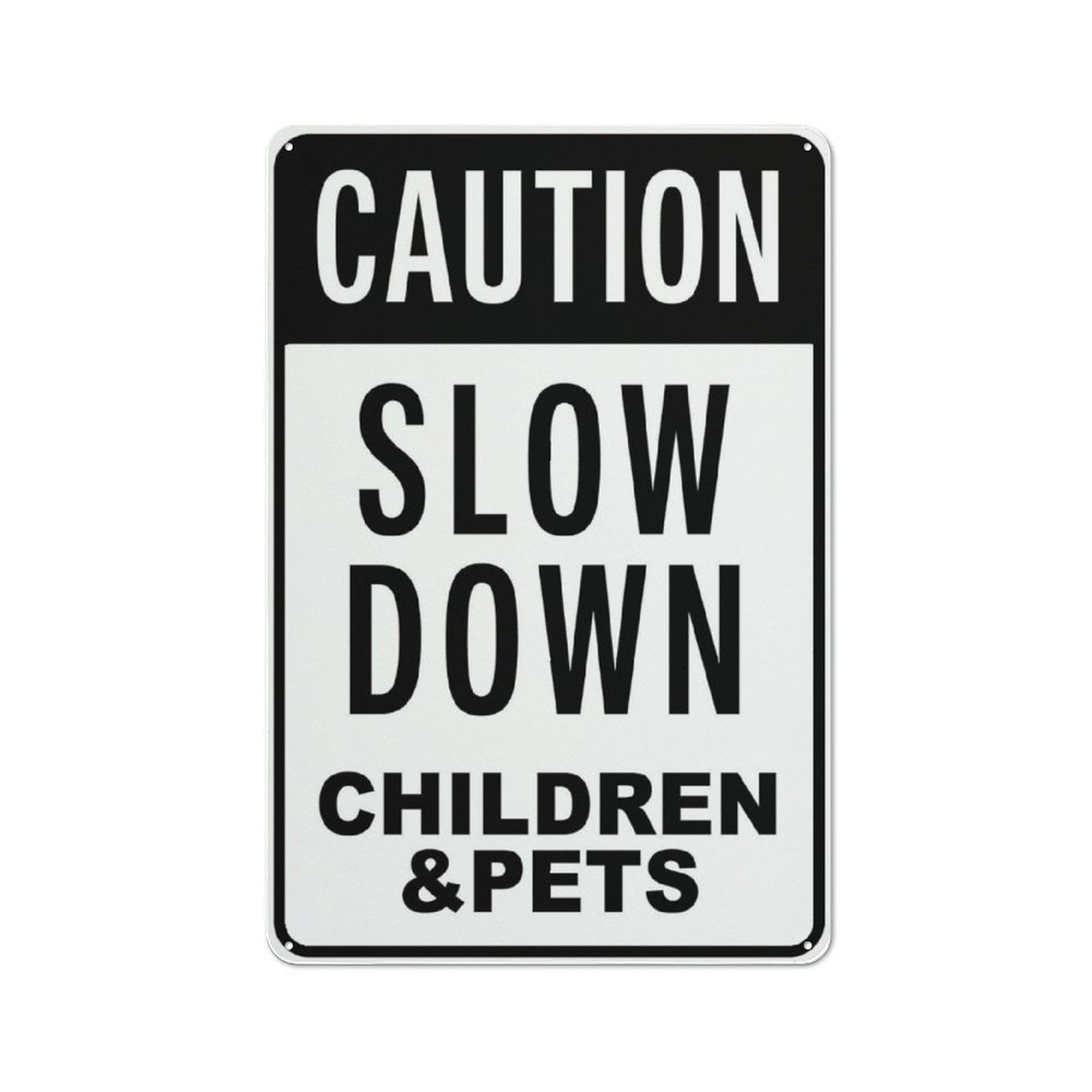 peiyeety Caution Slow Down Children & Pets Sign Signs Outdoor, Uv Printed Aluminum 12x16 Inches, Weatherproof and Security Signs for Home Or Business