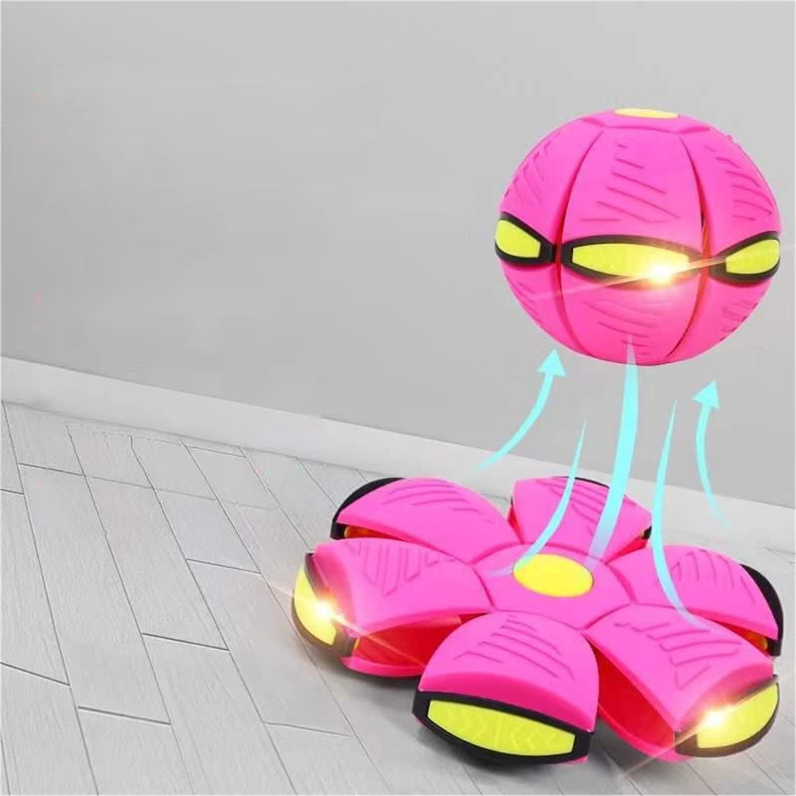 Pelota Saltarina Niños Gracioso Metaball Mágico, Platillo Volador Magic Metaball con 6 Luces, Children's Bouncing Ball para Interacción Entre Padres E Hijos (A01-Rojo(Versión con Seis Luces))