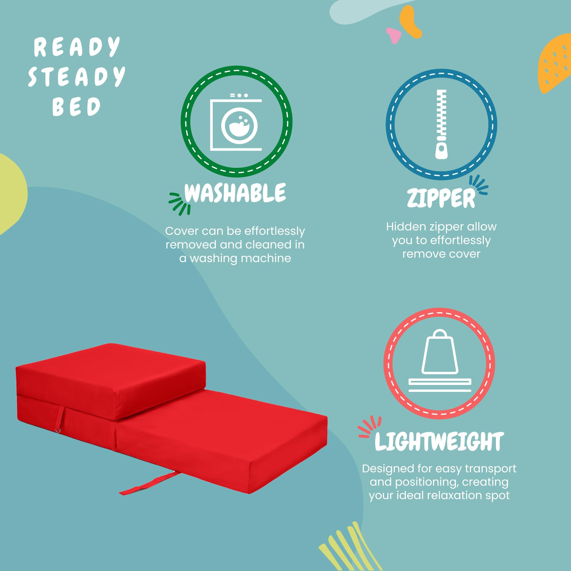 Rouge résistant à l'eau Fold Out Z Lit Cube Matelas avec fermeture