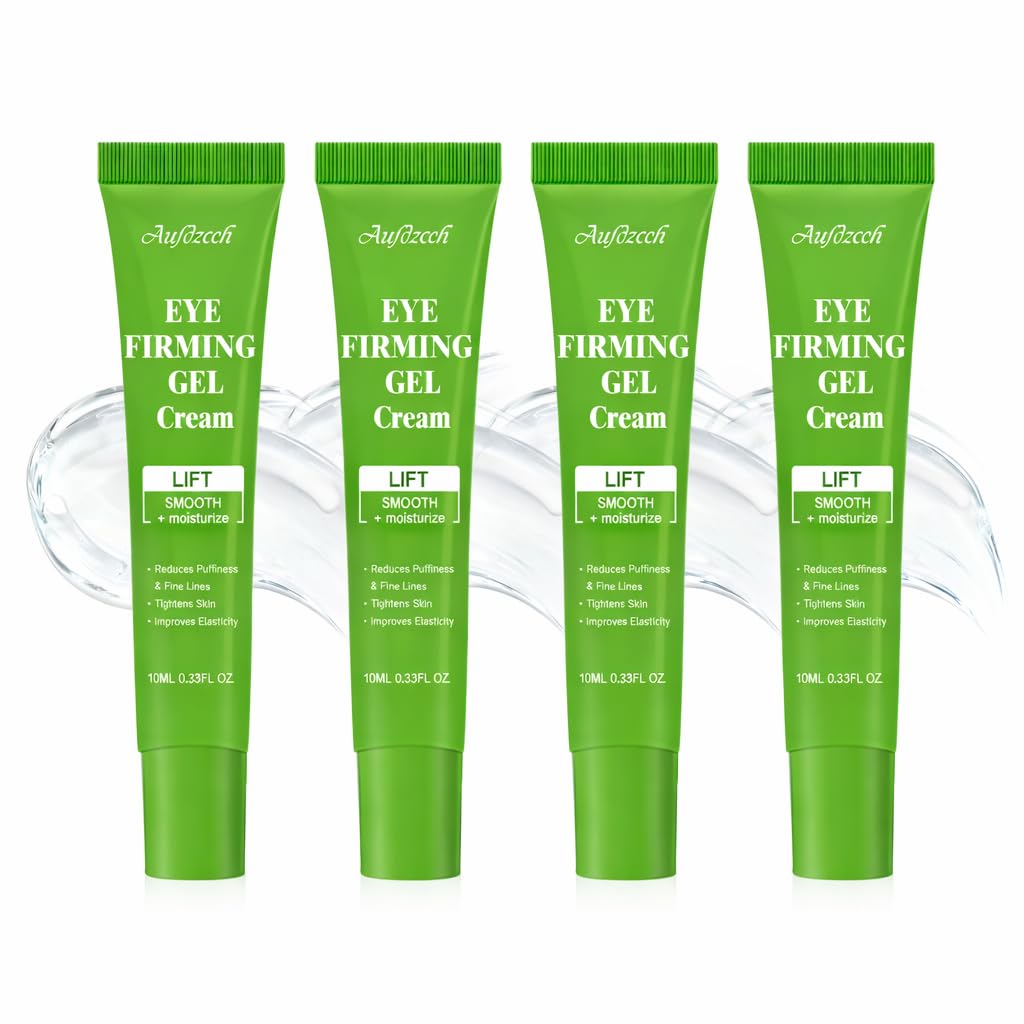 Firming Hydrating Under Eye Gel Cream with Hyaluronic Acid & Collagen - Anti Aging Lightweight Eye Moisturizer to Smooth Fine Lines Caused by Dryness - Non-Greasy & Makeup Friendly (4 PCS)