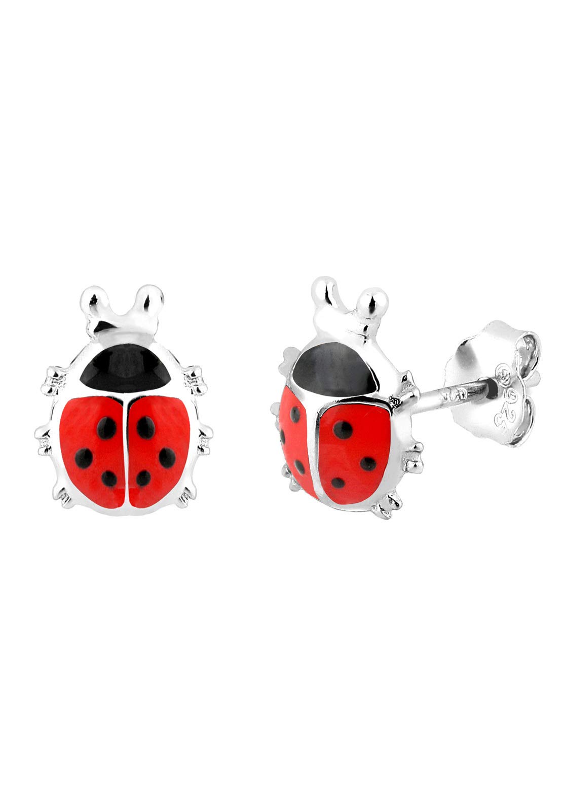 Elli Children's 925 Sterling Silver Lucky Charm Ladybird Earrings