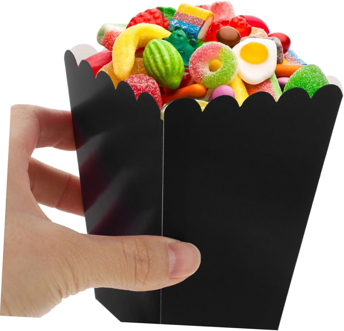 GLSTOY 100pcs Black Paper Popcorn Boxes Empty Snack Containers French Fries Boxes Party Favor Popcorn Storage for Weddings and Movie Nights