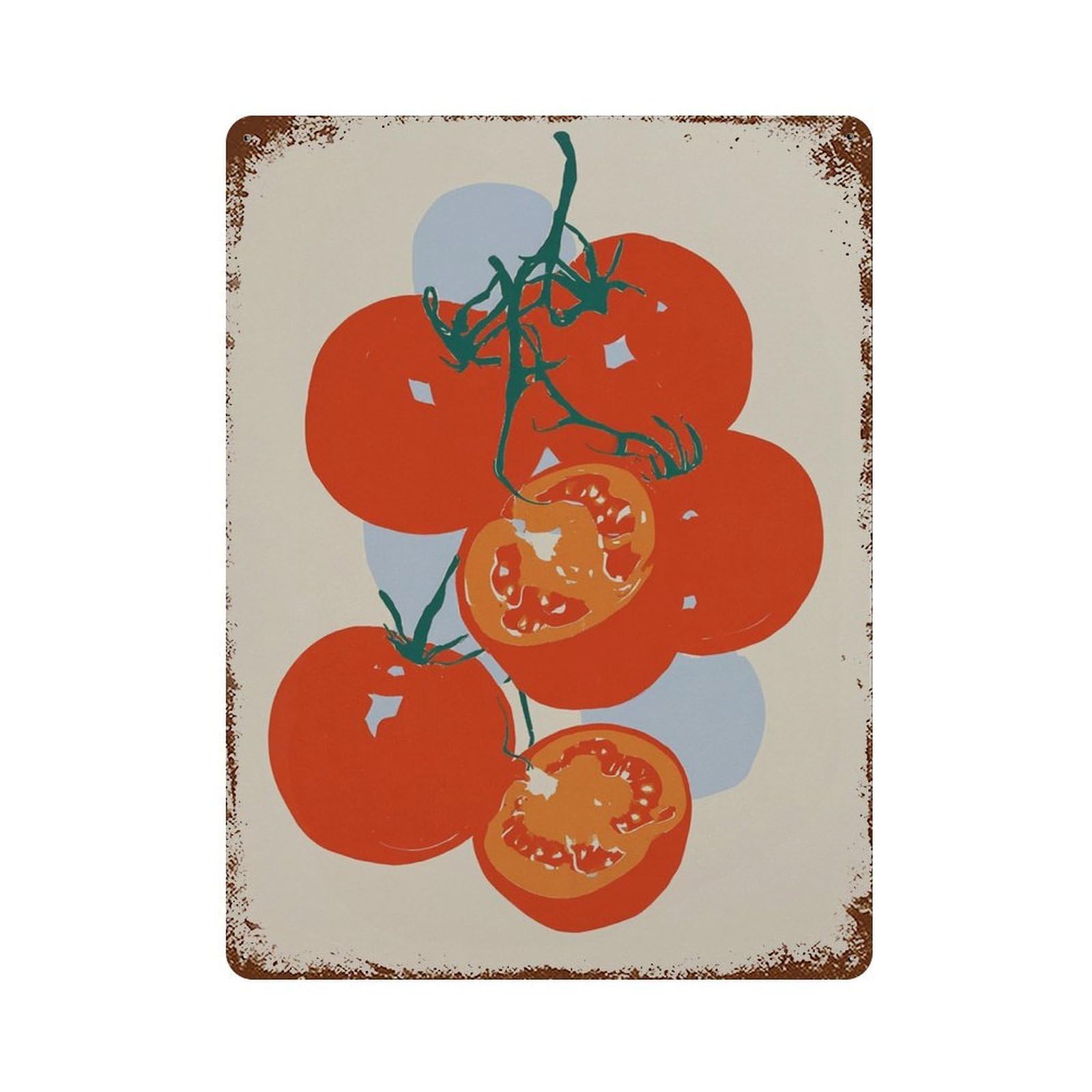 xiaoxiaoshen Modern Kitchen Tomato Still Life Mid Century Style Food Dining Room And Wall Decor Art Metal Tin Poster Modern Home Decor Art Home Bar Shop Decorations Vintage Sign 40x30cm