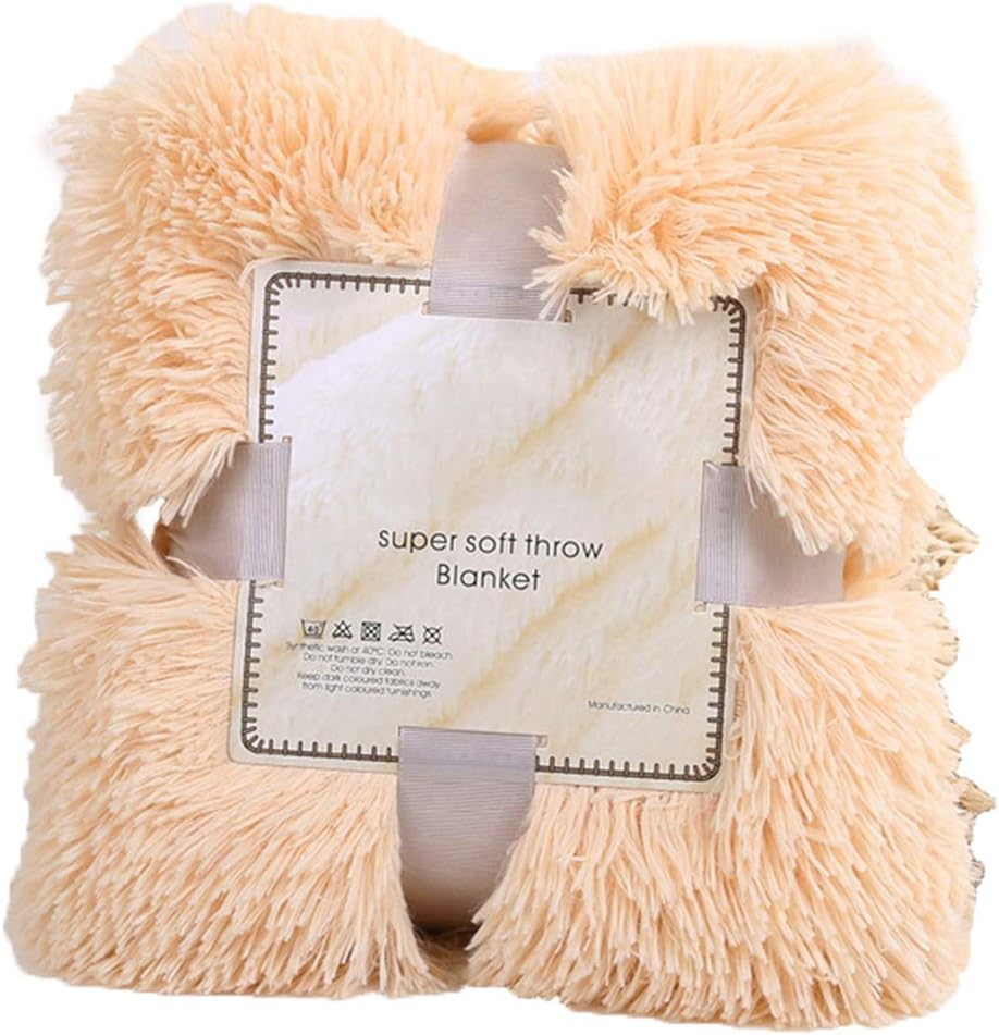 Hootecheu Soft Long Shaggy Throw Blanket Faux Fur Warm Elegant Double-Sided Plush Fuzzy Sofa Double King Bed Winter Warm,Double Blanket,Bed Supplies,Winter Supplies Blanket