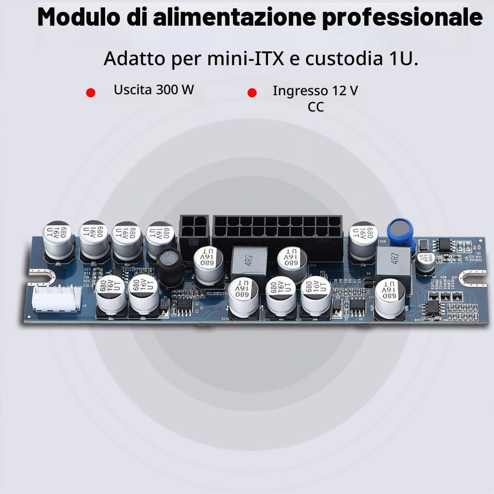 Modulo di alimentazione Bewinner da 300 W per mini-ITX e 1U Alimentatore per PC da 12 V con ingresso da 12 V Modulo di alimentazione da computer da 300 W con cavo da 24 pin/cavo AUX/SATA