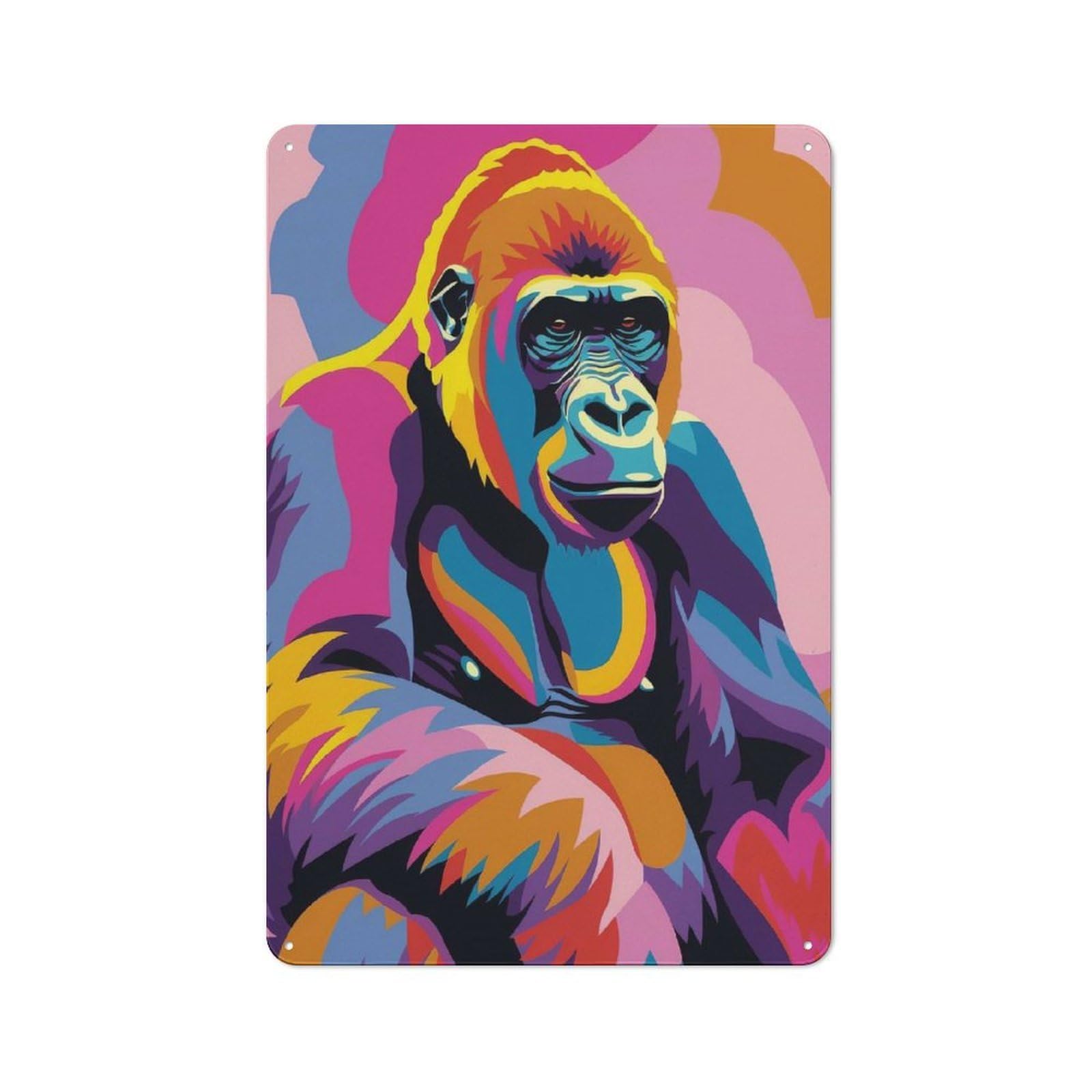 Gorilla Abstract Flat Retro Tin Sign 30x20cm for Guest Room Or Hallway, for Kitchen, Dining Room And Home Bar Wall Decor