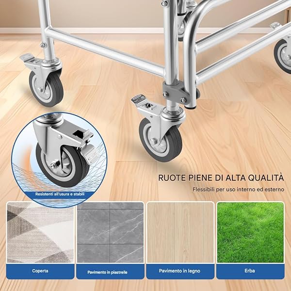 BAKAJI Waterproof Wheelchair with Toilet and Removable Lid, Ergonomic Comfortable Seat with Toilet, Durable Structure, 4 Swivel Wheels and Ergonomic Handles, 55 x 70 x 96 cm - 3