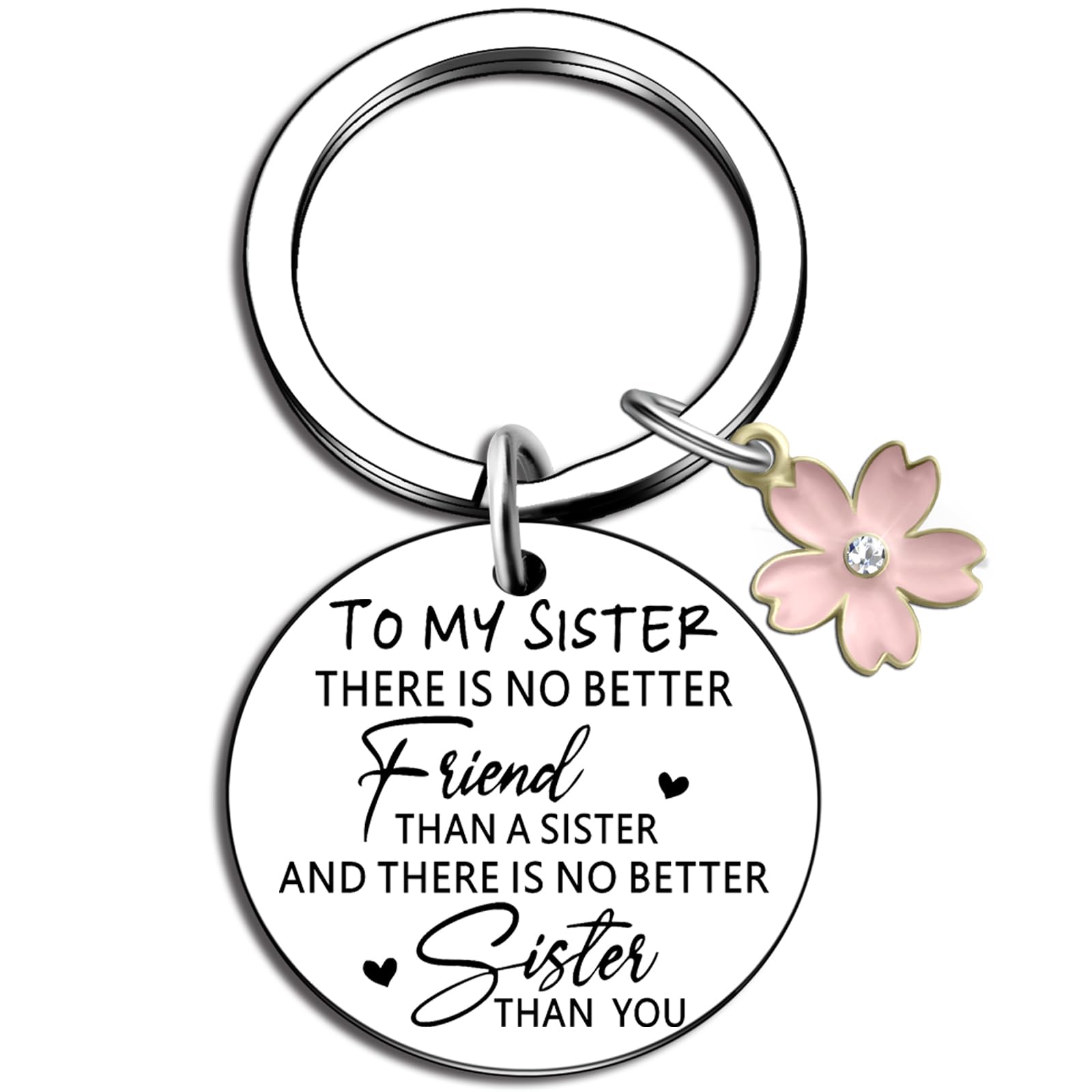 ibiwe Best Sister Ever Heart Keychain - Unbiological Sisters Gift for Women, Birthday, Graduation - Friends, Bestie, Her, Girls Cute Key Chain