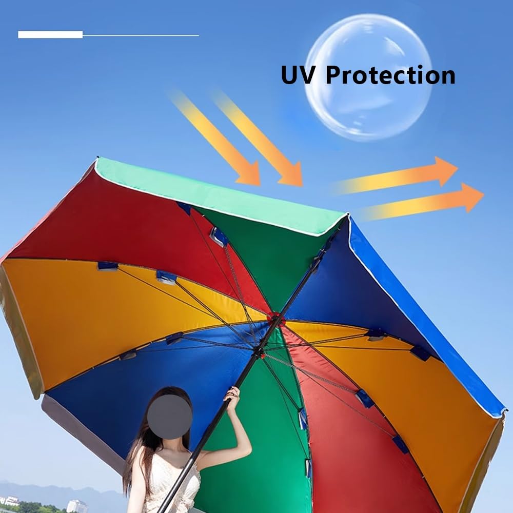Ombrellone da Spiaggia da 2,4 m - Ombrellone Portatile da Esterno per Patio, Parasole da Giardino, ombrellone da Mercato Antivento per Tavolo, Protezione UV, Design Leggero