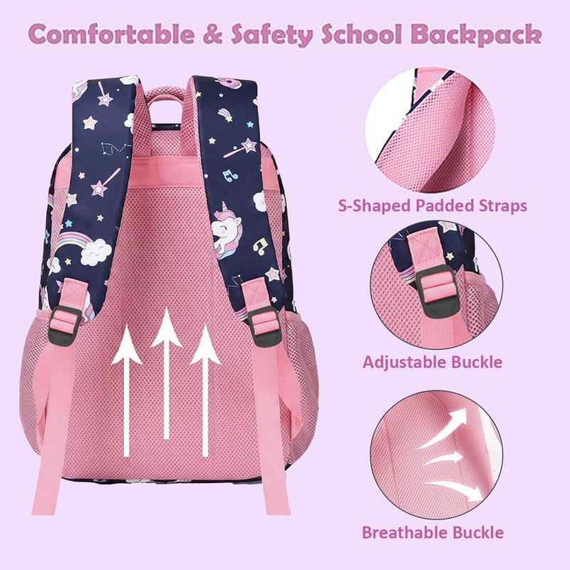 Image of Frantic Waterproof Polyester 35 L School Backpack With Pencil /Staionery Pouch School Bag Class 1 to 8 Daypack Picnic Bag For School Going Boys & Girls(RR Blue Music Unicorn B)