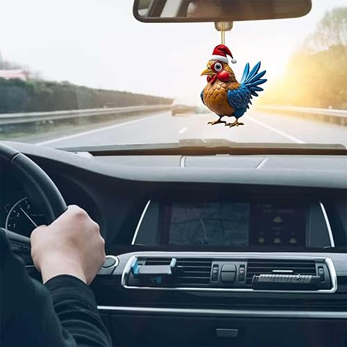 Miniatura 7 de Adorno de pollito para sombrero de Navidad, lindo colgante de acrílico de dibujos animados de pollo de Navidad para decoración del árbol de Navidad,
