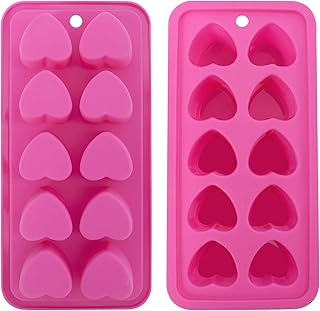 Heart-Shaped Ice Cube Trays,Fun Silicone Ice Cube Trays for Make Heart-Shaped Ice Cube,Easy Release Ice Cube Mold for Cocktails,Whiskey,Water Bottles,Baby Food,BPA Free and Dishwasher Safe,2pcs