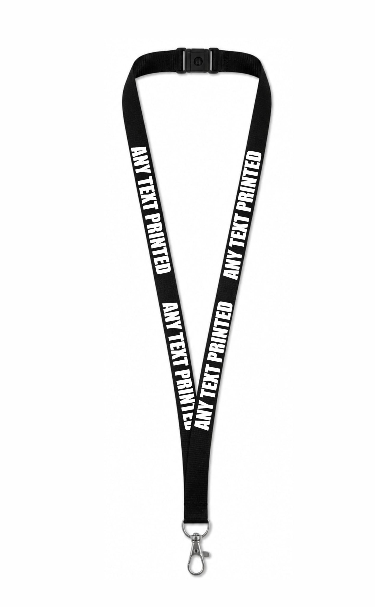 Hands Off Personalised Printed Lanyard, Custom Text Neck Strap for ID Card, Name Badge or Keys (Black)