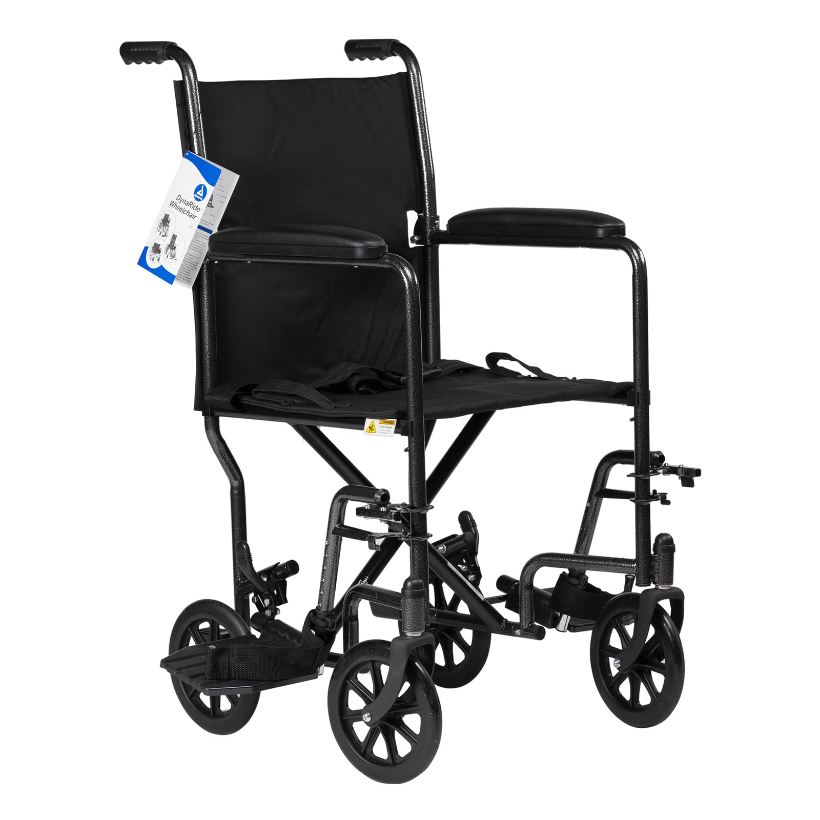 Dynarex DynaRide Transport Wheelchair with Fixed Full Arms & Swing Away Footrests, 19
