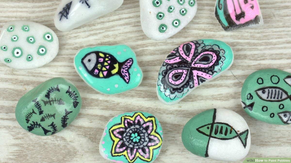 RM 6 Painted Pebbles for Kids Playing and Vase Filler Aquarium Decoration by Rameshwaram Marble®