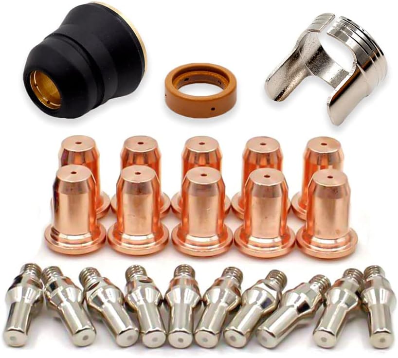 23pcs IPT-60 PT-60 IPT-40 PT40 Plasma Cutting Torch Tip 1.0mm 0.039'' Electrode Shield Cap/Stand-off/Swirl Ring Silver