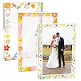 3 Pack Magnetic Acrylic Frames with Colorful Printed Borders, Double-Sided Clear Photo Frames for Desk or Tabletop, Eco-Friendly, High Transparency & Strong Magnet Display Frame 8x10