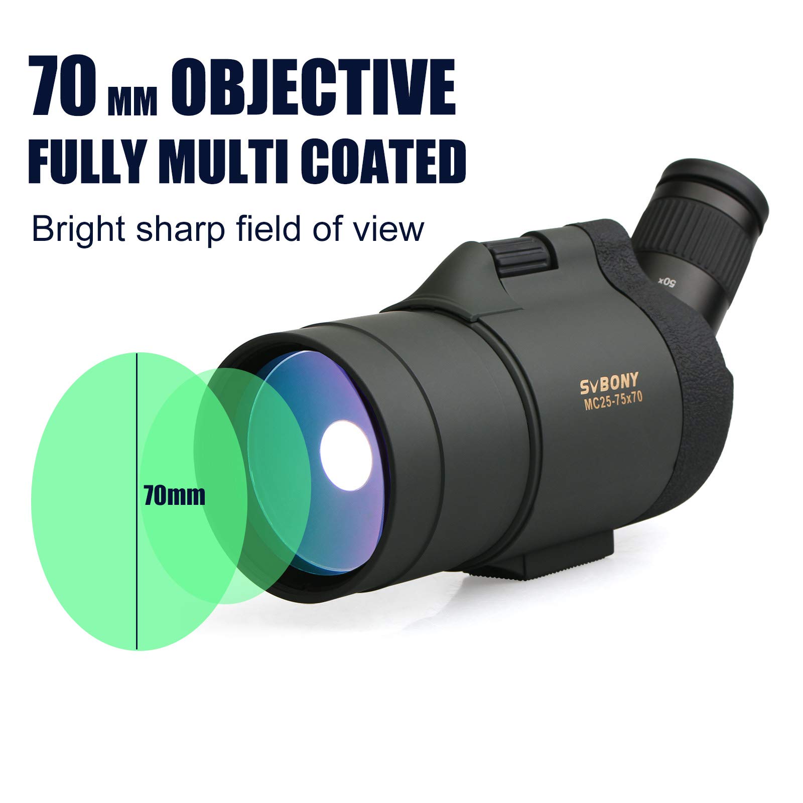 Svbony SV41 Mak Spotting Scopes z kamerą WiFi, BAK4 FMC 25-75 x 70 mm optyczny Maksutov Spotter Scope, kompaktowy Digiscoping ze statywem biurkowym SA404 Adapter do obserwacji ptaków cel