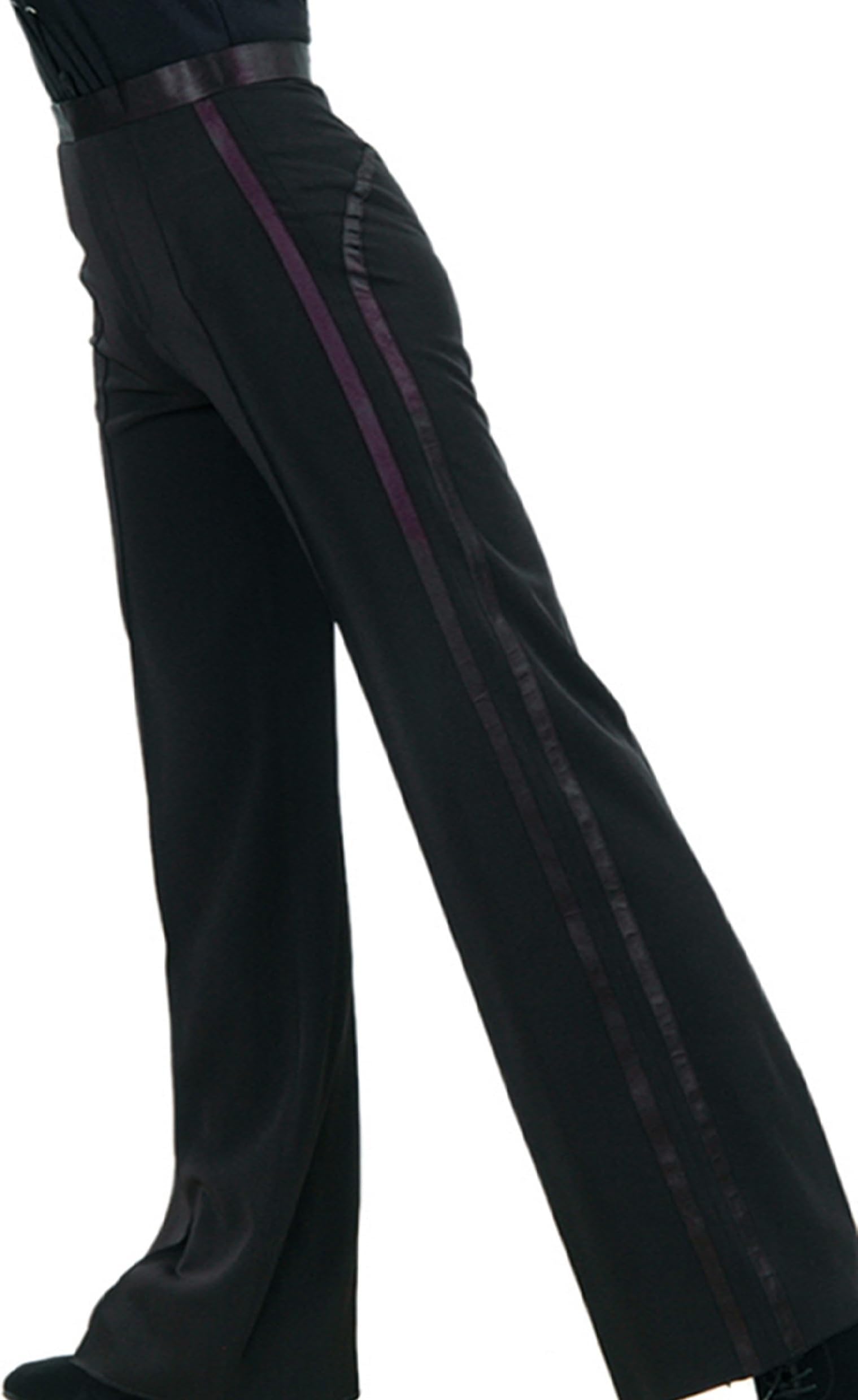 JS CHOW Black Men's Boys' Latin Ballroom Smooth Rhythm Performance Competition Practice Dance Pants