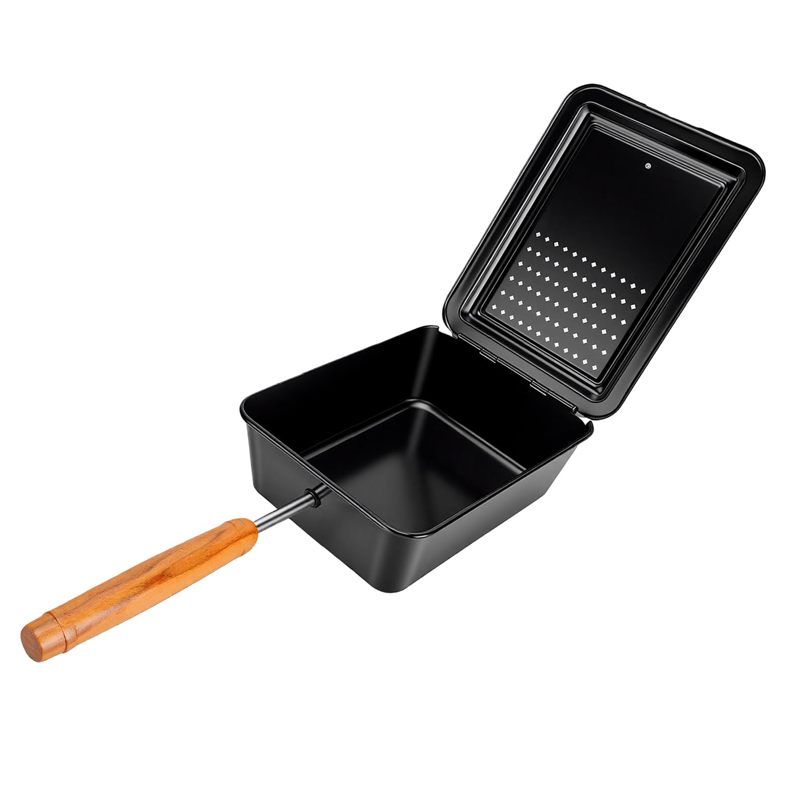 Vassoio per Grigliare i Popcorn, Macchina per Popcorn in Ferro Premium con Rivestimento Antiaderente e Manico in Legno da 42 Cm, Ideale per il Campeggio, la Casa e le Serate di Cinema