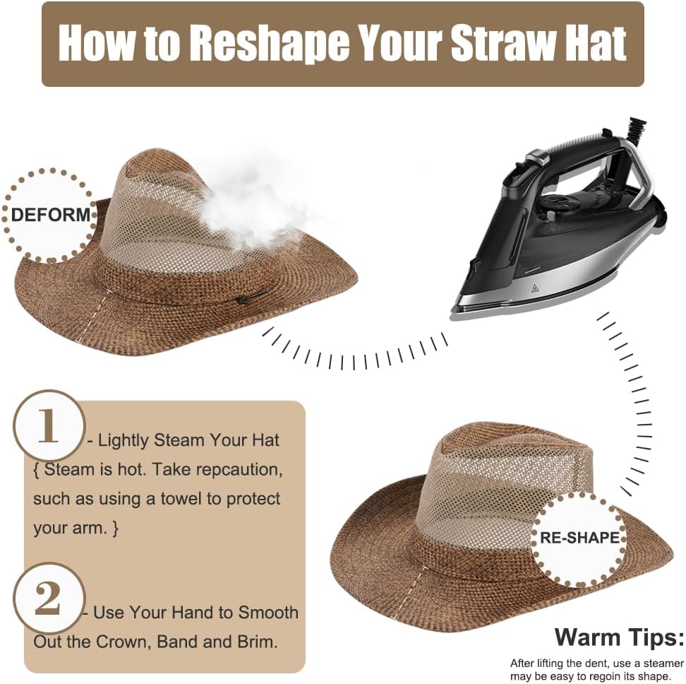 Wide Brim Straw Panama Hat Fedora Beach Sun Hat UPF50+ Unisex Fishing Hats - Image 7