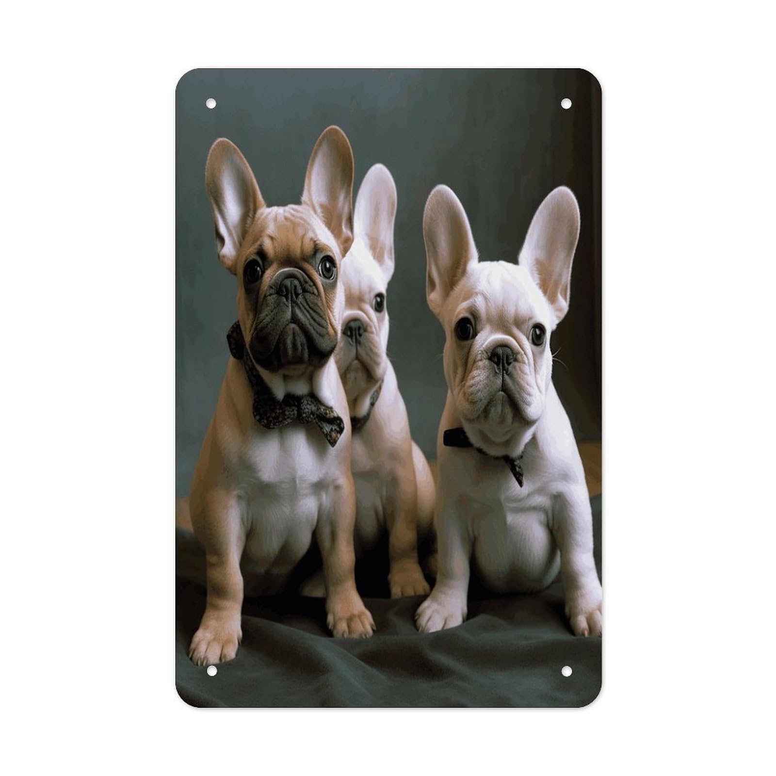 VstaDank French Bulldog Puppies Metal Tin Signs Personalized Wall Art Prints Decoration Art Poster Funny Vintage Tin Sign Iron Sheet Painting Metal Signboard Decor Painting for Wall Decor