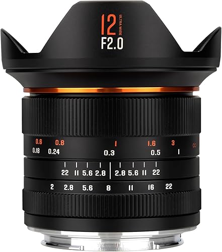 Brightin Star 12mm F2.0 Ultra Wide-Angle Big Aperture APS-C Manual Focus Mirrorless Cameras Lens, Fit for Sony E ZV-E10, A7IV, A6400, A7II, A7SIII,