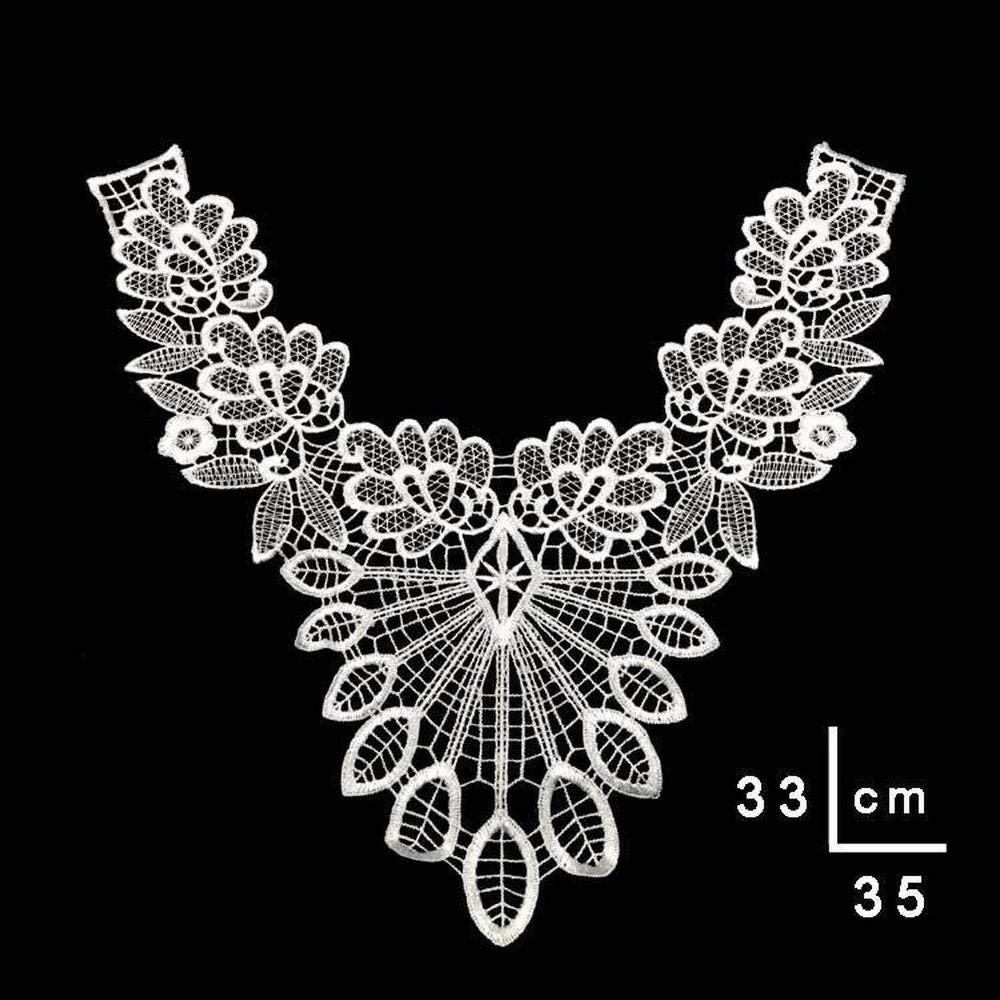 Inserti Collo In Pizzo 2 Pezzi - Decorazione Poliestere Bianco Per Cucito Fai Da Te E Abiti