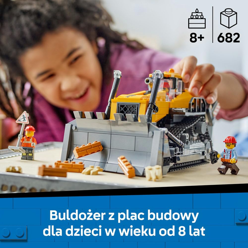 LEGO City Żółty buldożer 60466 | Maszyna budowlana dla dzieci, zestaw klocków konstrukcyjnych, prezent dla chłopca i dziewczynki, dla 8-latka, 682 elementy