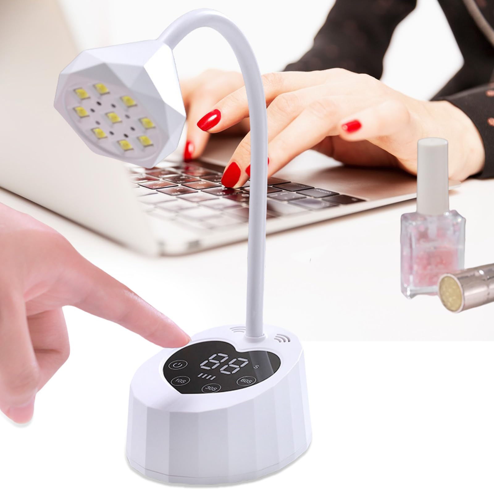 Montesy Rechargeable Nails Lamp Nails Light Quick-Drying Nails Lamp with Heart Base Flexible Nails Dryer for Gels Nails