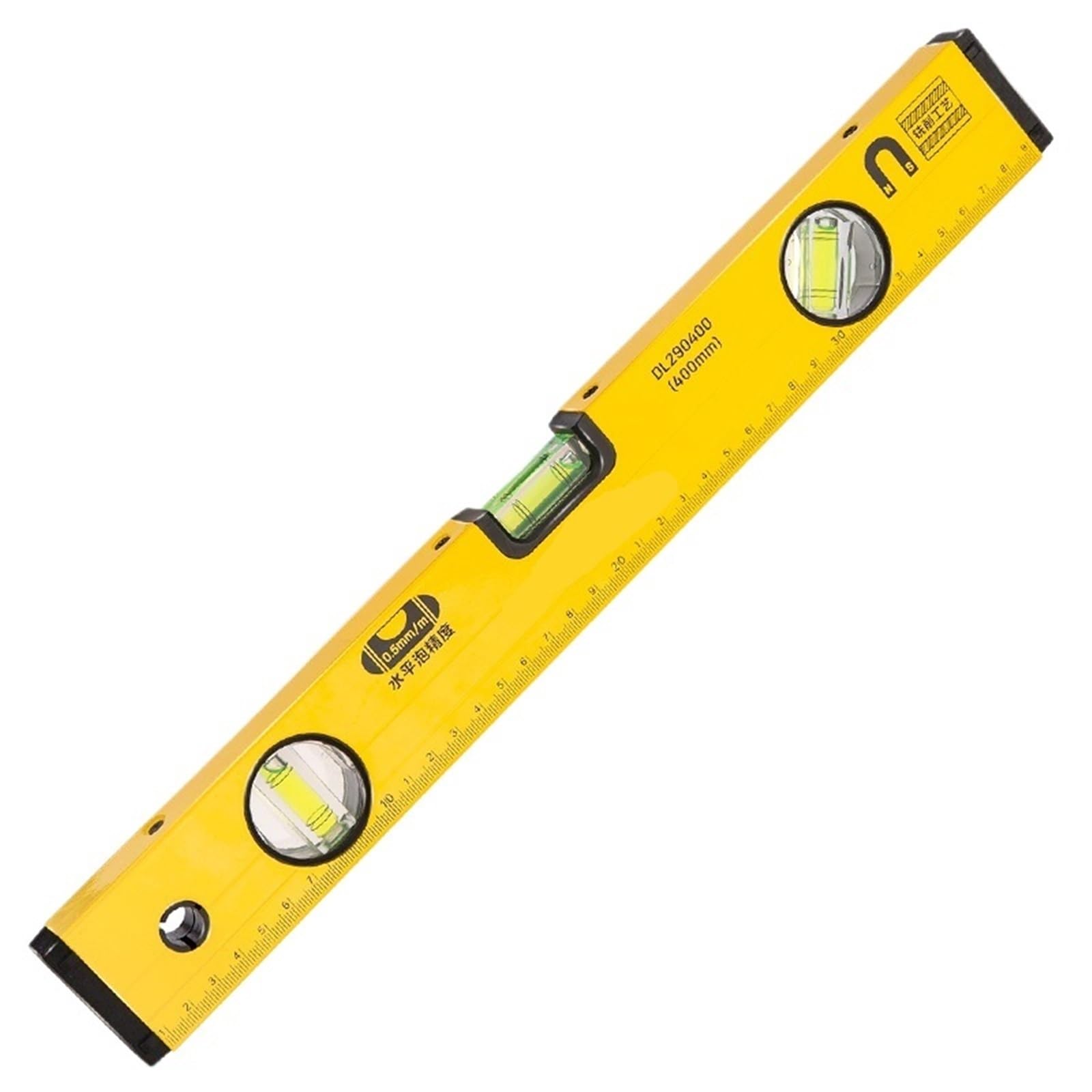1 livella a bolla magnetica con 3 fiale, livella a bolla antiurto in alluminio ad alta visibilità(A-Yellow 400mm)