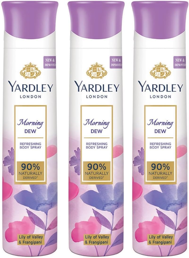Morning Dew Refreshing Body Spray Mega Pack| Lily of Valley & Frangipani Fragrance| Deodorant Body Spray For Daily Use| Deodorant For Women| 90% Naturally Derived| 150ml, Pack of 3