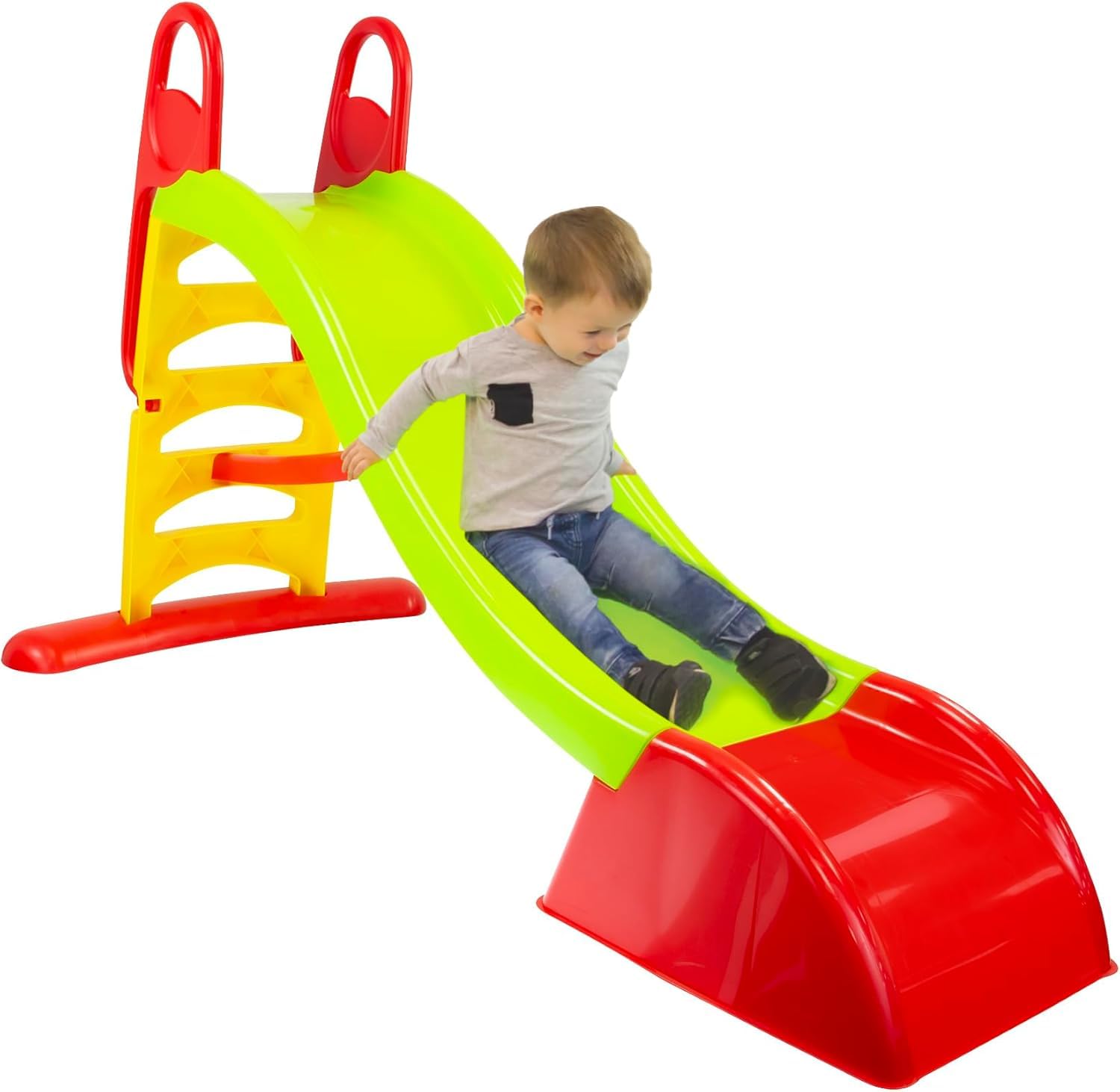 Mochtoys Kinder Rutsche mit Wasseranschluss 180 cm Rutschlänge - Wasserrutsche für Innen und Außen für Kinder ab 2 Jahren Farbe: Grün/Rot