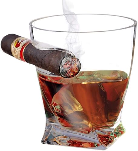 Miniatura 9 de Bezrat Vasos de cigarro de whisky a la antigua, vaso con soporte montado en el costado, soporte para puros, regalo de Navidad