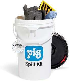 PIG Spill Kit in Bucket | Absorbs Oils, Water & More | 4-Gallon Absorbency | Fast Spill Response | KIT213