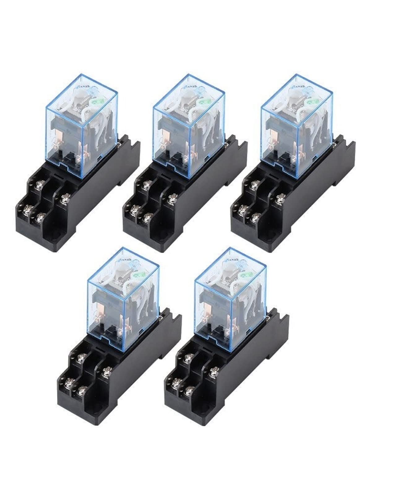 VDOQTLJT 5 Sets MY2NJ HH52P DC 12V 24V 36V 48V 1100V 220V Relay Mini Electromagnetic 8 Pins DPDT 5A with PYF08A Socket Base