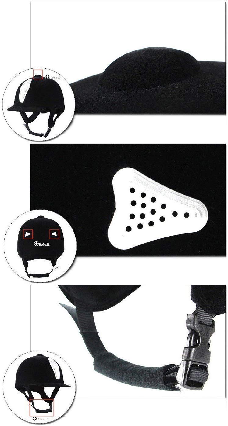 TentHome Bombe Equitation Léger Confortable en Velours Noir Enfants Adultes