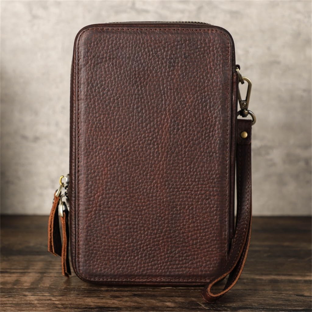 Data cable, earphone storage box, vintage leather mobile phone identification handbag