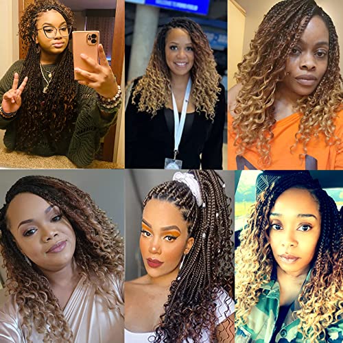 Boho Braids Extensions Hair with Curly Ends 8 Packs Crochet Braids Hair Extensions 12 Inch Goddess Braid Extensions Hair Crochet Hair Extensions for Black Women (1B/30/27#) - Image 3
