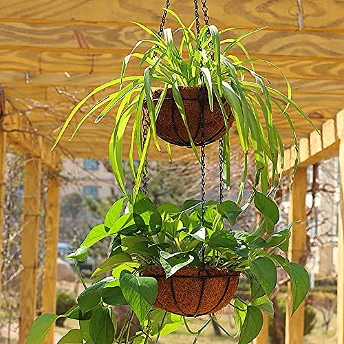 Kathson Metal Hanging Planter Basket With Coco Coir Liner Wall Mount Wire Plant Holder For Indoor Outdoor Garden Porch And Balcony (2 Pack) (8 Inch) #TOP6