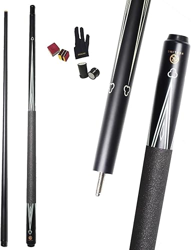 Taco de billar o billar, fibra de vidrio, 2 partes, conector de 18 dientes, 58 pulgadas, cabeza de 0.508 in, 19-20 onzas, adecuado para bolas negras