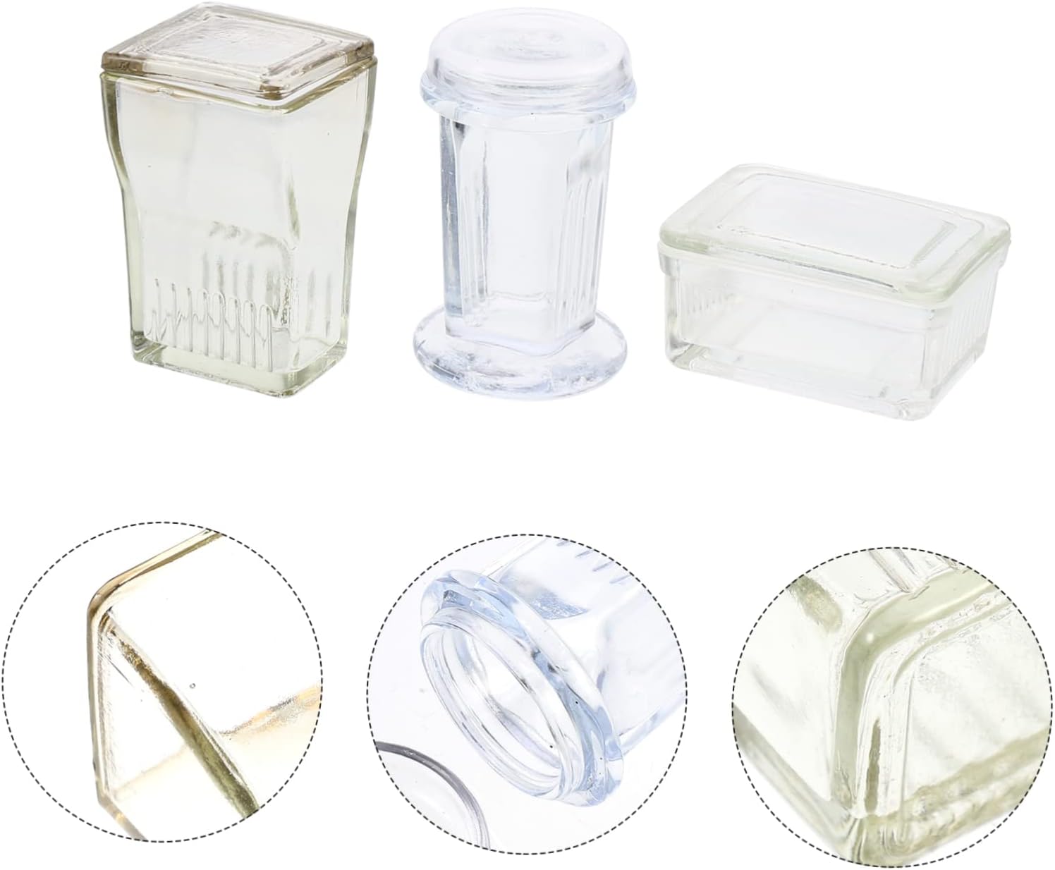 Round Lid Glass Staining Vat Lab Jar Set 3 Pieces Cylinder Lab Glassware for Pickling
