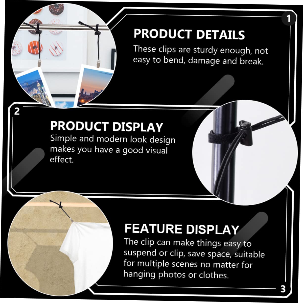 MOLUCKFU 6 Pcs Photography Cloth Clip Hanger Holder Clothes Clamps Strong Clips Photographic Lighting Mounting Hardware Backdrop Side Clips Background Paper Fixed Backdrop Clips Nylon Black